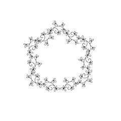 Hand-drawn circle frame with decorative floral elementsmade in vector with space for your text.