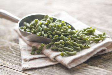 Uncooked spinach gemelli pasta.