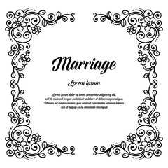 elegant card design with natural botanical with marriage text vector art