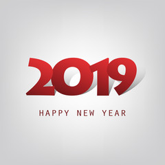 Best Wishes - Abstract White and Red Modern Style Happy New Year Greeting Card or Background, Creative Design Template - 2019