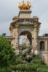 Fototapeta na wymiar Spain. Barcelona Park Citadel. The cascade arch with Aurora's Chariot and Venus sink