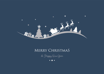 Christmas greeting card with hand drawn Santa Claus and reindeers. Vector. © Karolina Madej
