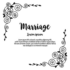 Invitation with floral wreath and marriage text vector art