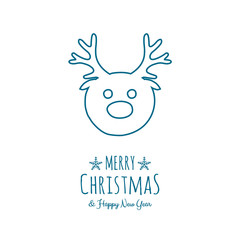 Christmas wishes with hand drawn reindeer. Vector.