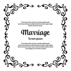 Invitation with floral wreath and marriage text vector art