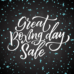 Boxing Day poster. Banner with hand drawn lettering. Sale template design. Vector illustration