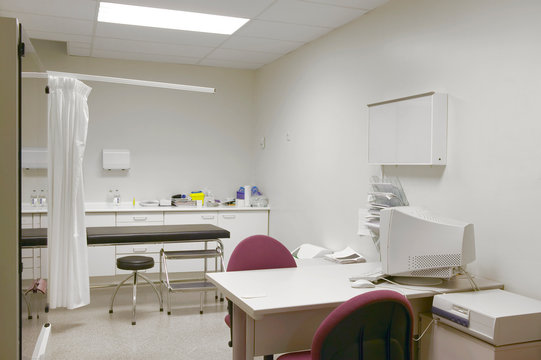 Hospital doctor consulting room. Healthcare equipment. Medical treatment equipment