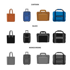 Isolated object of suitcase and baggage symbol. Set of suitcase and journey stock symbol for web.