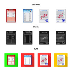 Vector illustration of form and document icon. Collection of form and mark stock vector illustration.