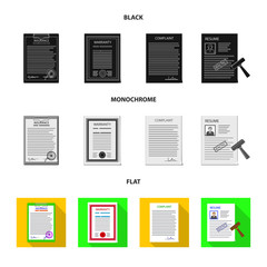 Isolated object of form and document icon. Collection of form and mark vector icon for stock.