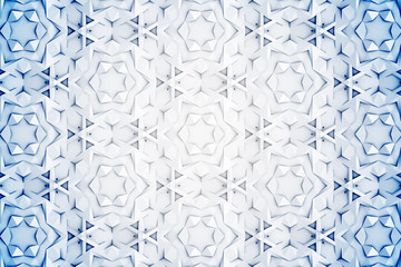 Illustration of complex three-dimensional geometric elements with an empty space in the middle 3D illustration