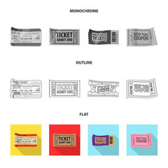 Vector illustration of ticket and admission icon. Set of ticket and event vector icon for stock.