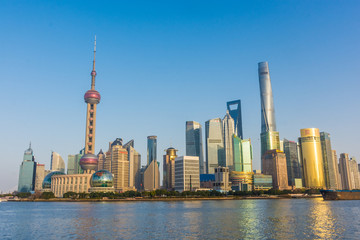 Beautiful cityscape of the Pudong business and technological business of Shanghai and the Huangpu river, China