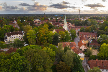 Fototapeta na wymiar Kuldiga city arerial view, Latvia.