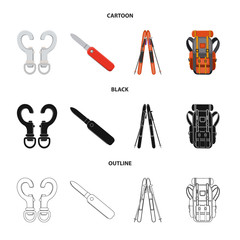 Vector illustration of mountaineering and peak symbol. Set of mountaineering and camp stock vector illustration.