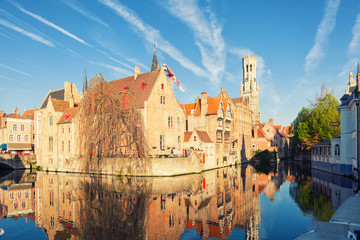Fototapeta premium Traditional medieval architecture in the old town of Bruges (Brugge), Belgium