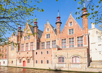 Traditional medieval architecture in the old town of Bruges (Brugge), Belgium