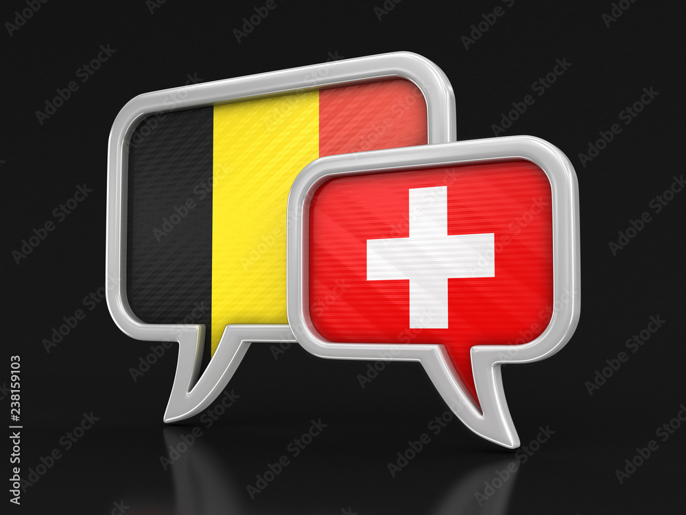 Poster speech bubbles with flags. image with clipping path