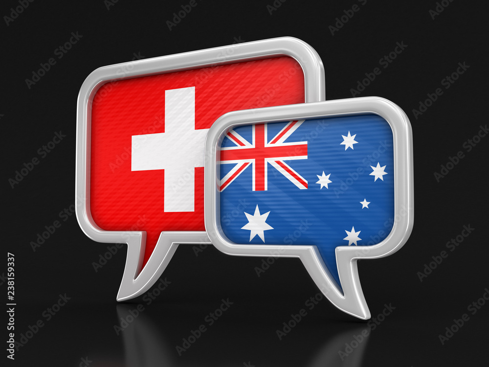 Poster speech bubbles with flags. image with clipping path