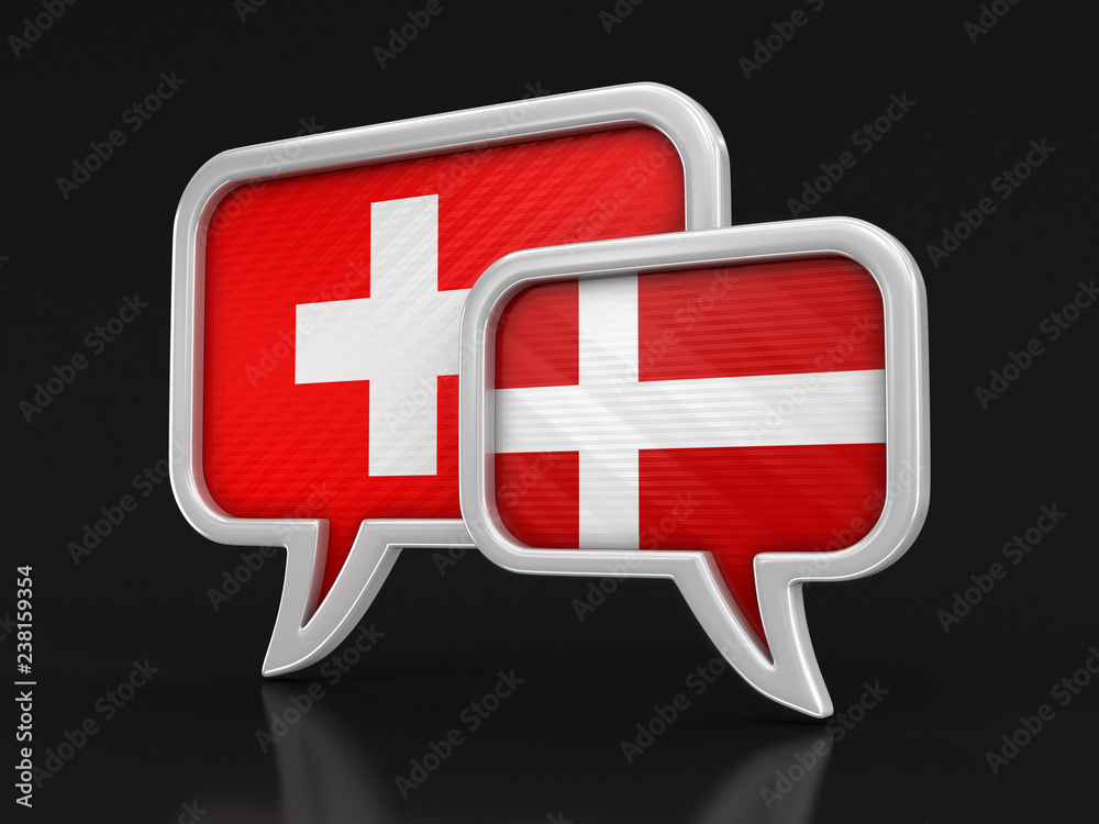 Poster speech bubbles with flags. image with clipping path