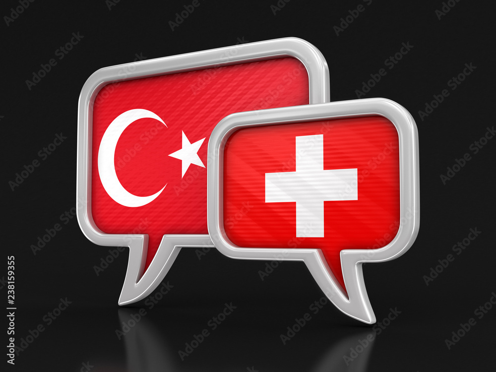 Poster speech bubbles with flags. image with clipping path