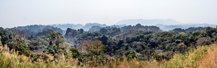 panorama of pointed rocks in Laos