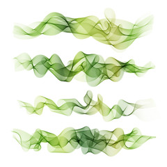 Set of green smoky waves. Vector design for your banners, flyers