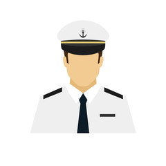 Sailor avatar icon. Profession logo. Male character. A man in professional clothes. People specialists. Flat simple vector illustration.