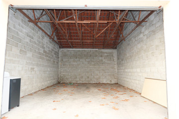 Interior of garage of a new house construction