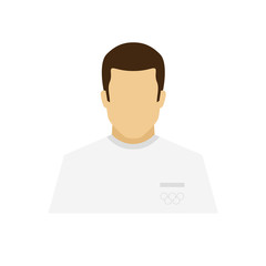 Sportsman avatar icon. Profession logo. Male character. A man in t-shirt. People specialists. Flat simple vector illustration.