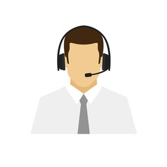 Support worker avatar icon. Profession logo. Male character. A man in professional clothes. People specialists. Flat simple vector illustration.