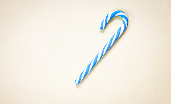 Blue Candy Cane On Yellow And Blue