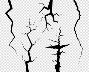 Cracks. The Destruction, The Abyss. Just changing color. Vector decorative element on isolated transparent background.