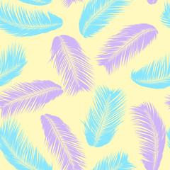 Fototapeta na wymiar Tropical Palm Tree Leaves. Vector Seamless Pattern. Simple Silhouette Coconut Leaf Sketch. Summer Floral Background. Jungle Foliage. Trendy Wallpaper of Exotic Palm Tree Leaves for Textile Design.