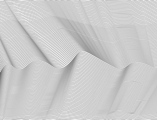Wavy abstract dark lines. Vector texture stripes Pattern, isolated white background. Able to overlay, easy to change color.