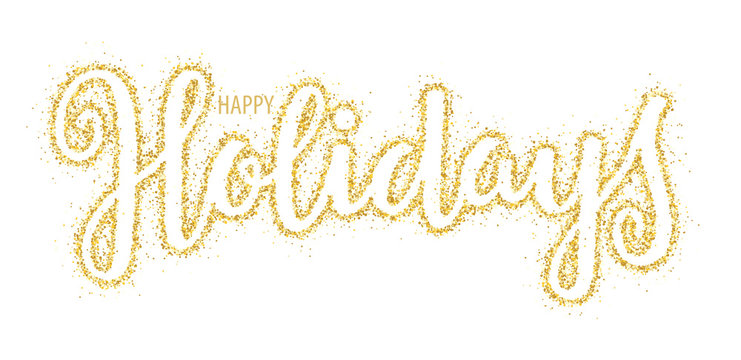 HAPPY HOLIDAYS gold confetti brush calligraphy banner