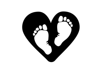 
Favorite baby legs on the background of the heart. The concept of love, protection and motherhood. Children Protection Day.  - 238162197