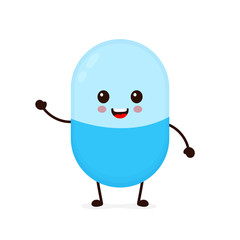 Cute happy smiling medicine pill 