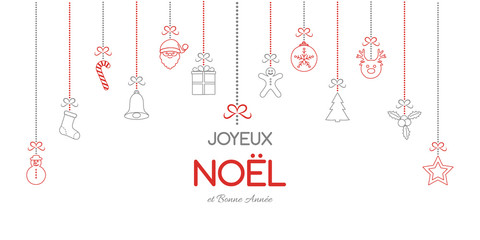 Naklejka na ściany i meble Joyeux Noel - translated from french as Merry Christmas. Vector
