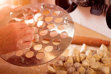 cooking homemade ravioli. close-up.