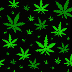 Marijuana,green weed, dope seamless pattern