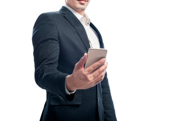 Businessman checking his mobile phone