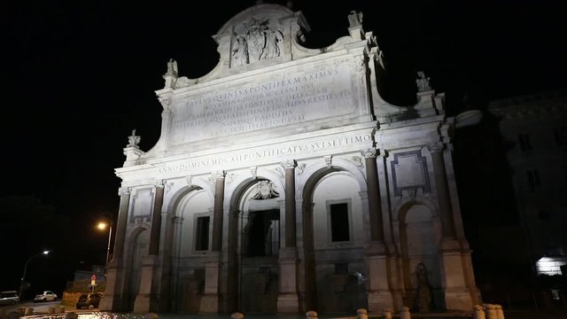 Fontana dell Acqua Paola in Rome, night view.