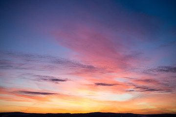 beautiful sunset, clouds in many colors