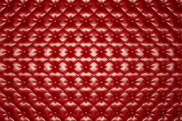 Red Leather Upholstery with Buttons Texture /Abstract Background. 3D illustration