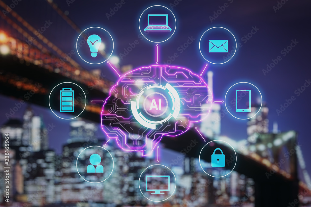 Poster artificial intelligence and future concept