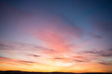 beautiful sunset, clouds in many colors