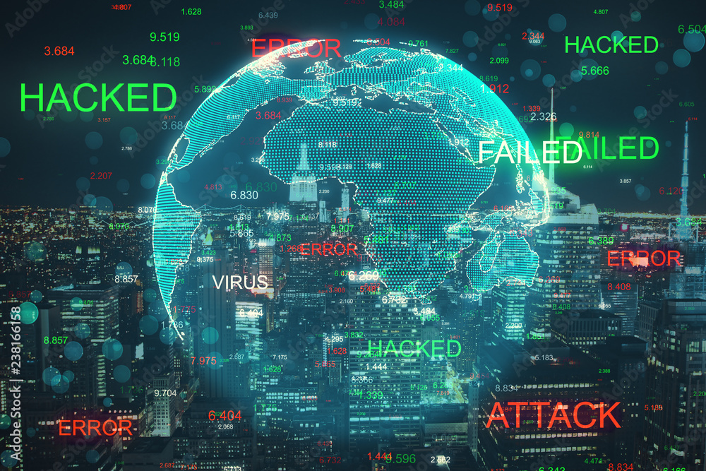 Poster Hacking and attack concept