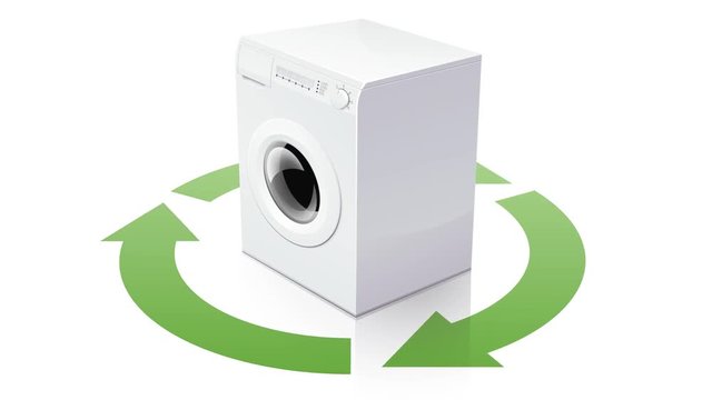 Lave-linge et recyclage (boucle avec reflet)