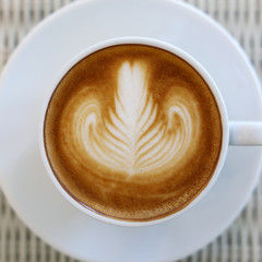 heart shape latte art of hot coffee drink